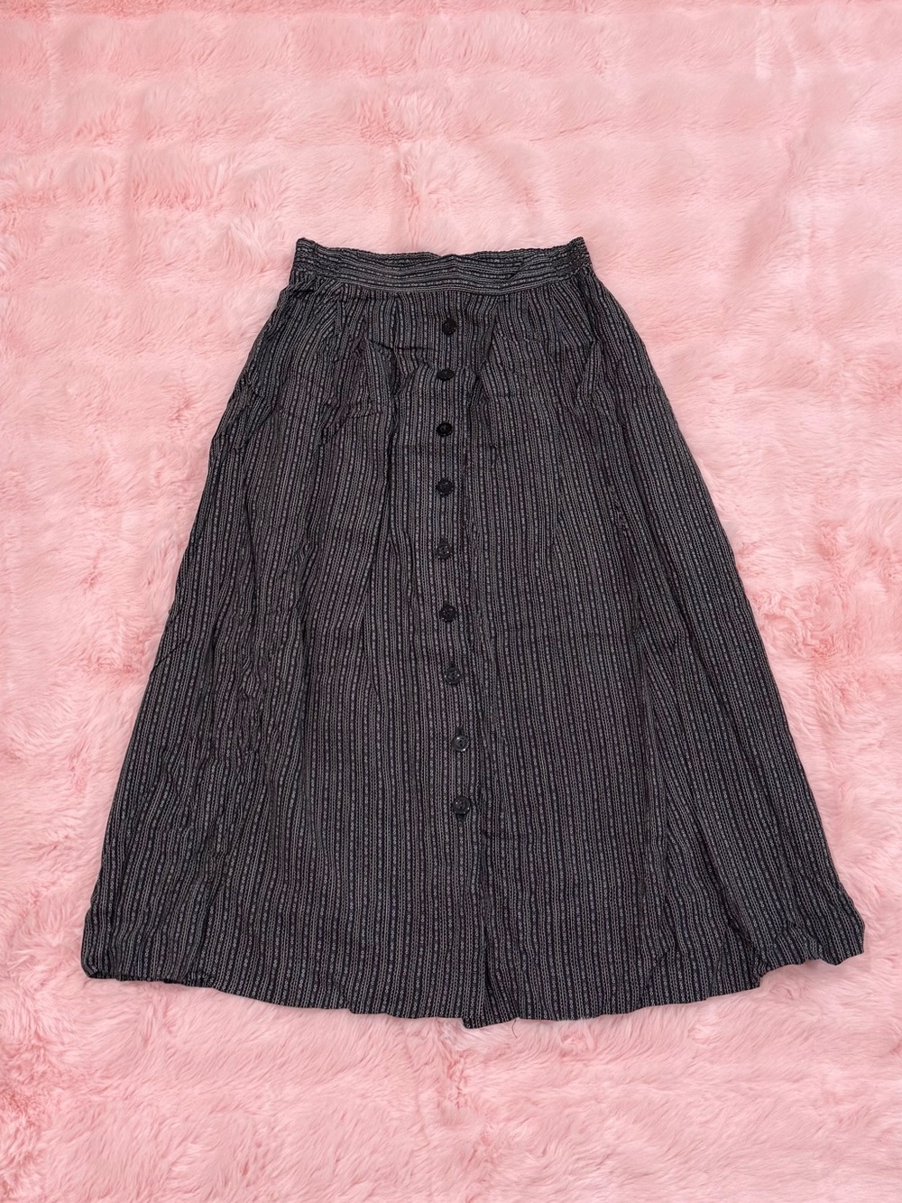 Vintage Norton McNaughton Midi Vertical Stripe Button Down Skirt